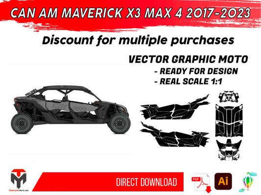 CAN AM MAVERICK X3 MAX 4 2017-2023 UTV Graphics Template Vector