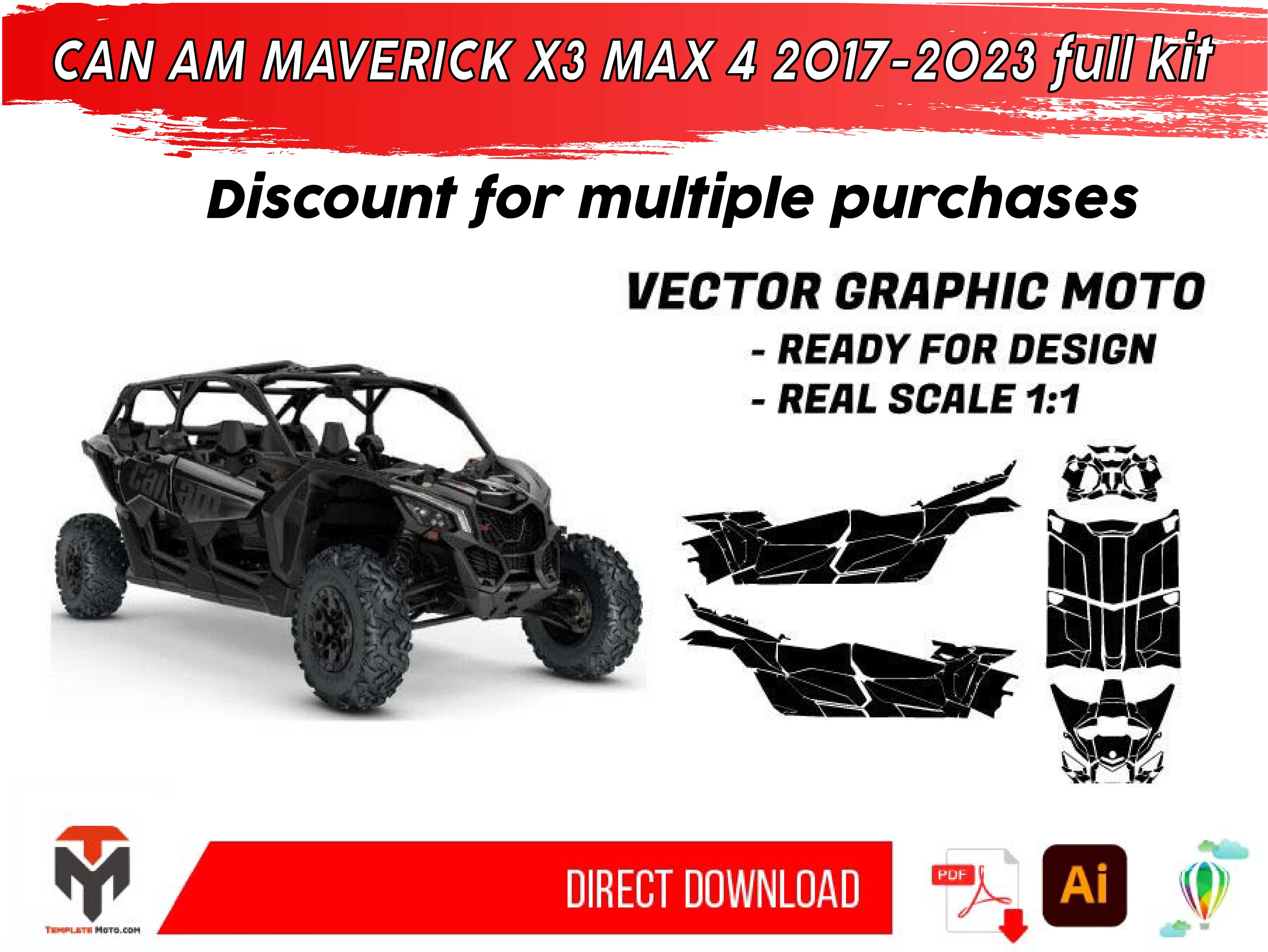 CAN AM MAVERICK X3 MAX 4 2017-2023 UTV Graphics Template Vector