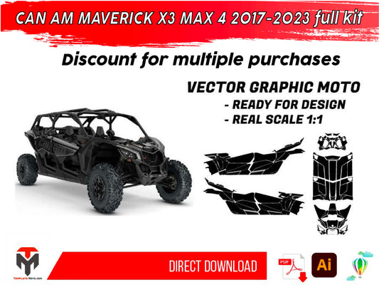 CAN AM MAVERICK X3 MAX 4 2017-2023 full kit UTV Graphics Template Vector