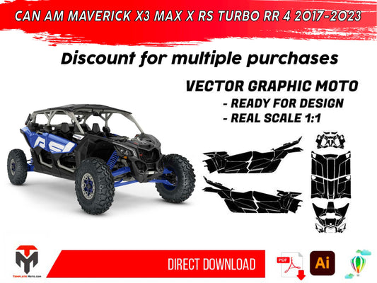 CAN AM MAVERICK X3 MAX X RS TURBO RR 4 2017-2023 full kit UTV Graphics Template Vector