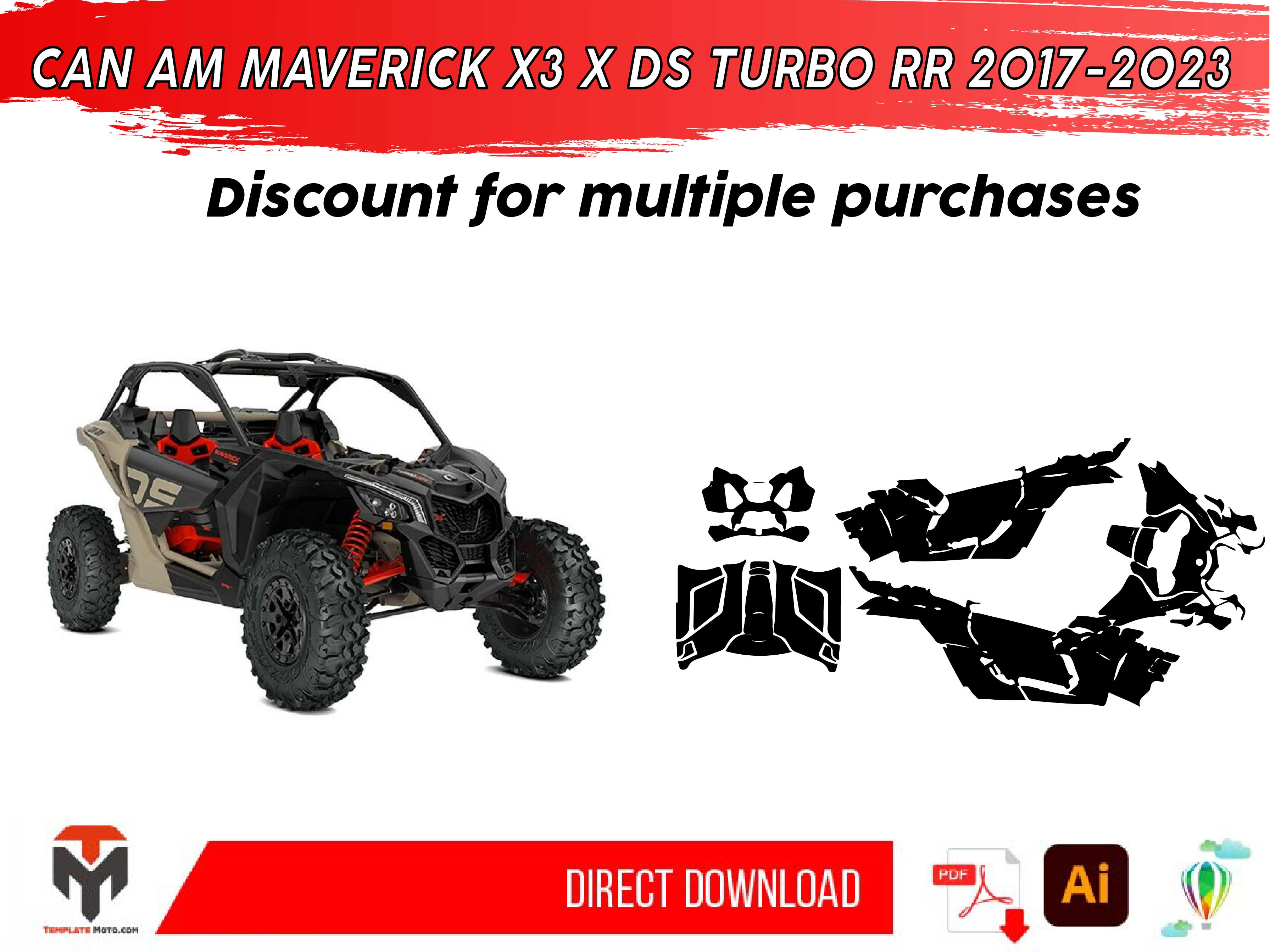 CAN AM MAVERICK X3 X DS TURBO RR 2017-2023 UTV Graphics Template Vector