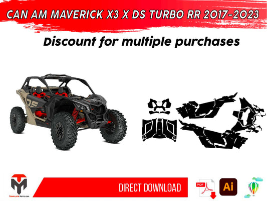 CAN AM MAVERICK X3 X DS TURBO RR 2017-2023 UTV Graphics Template Vector