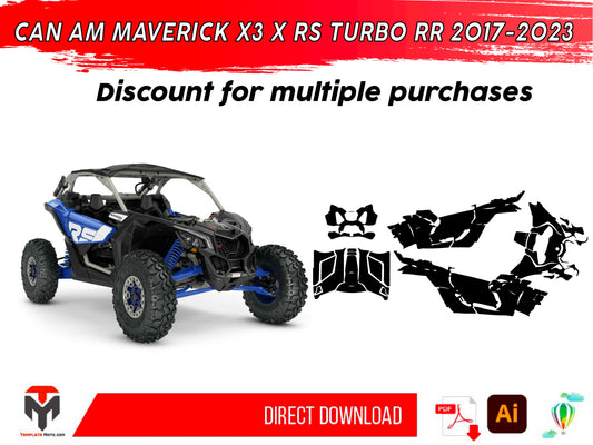 CAN AM MAVERICK X3 X RS TURBO RR 2017-2023 UTV Graphics Template Vector