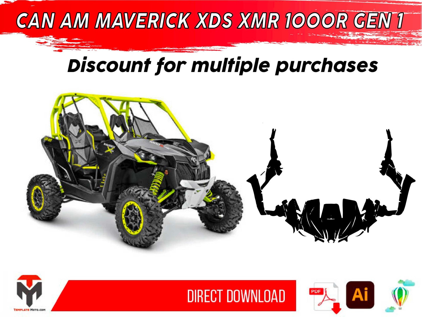 CAN AM MAVERICK XDS XMR 1000R GEN 1 UTV Graphics Template Vector