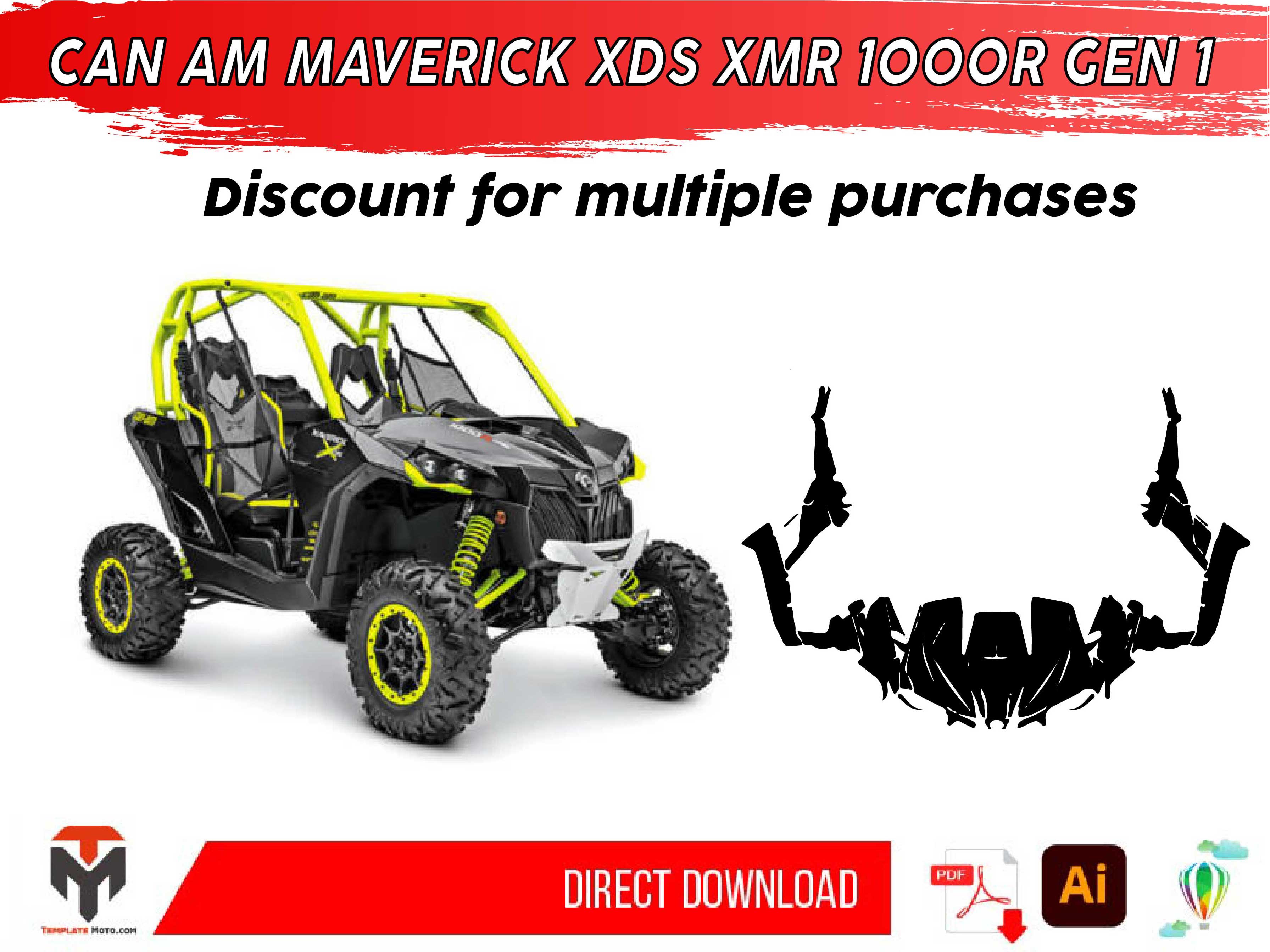 CAN AM MAVERICK XDS XMR 1000R GEN 1 UTV Graphics Template Vector