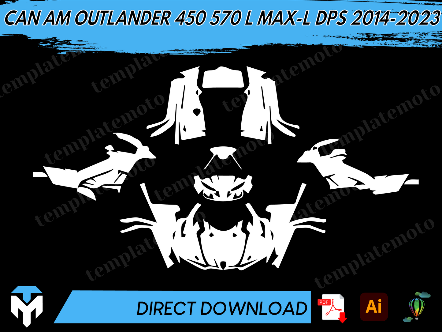 CAN AM OUTLANDER 450 570 L MAX-L DPS 2014-2023 ATV Graphics Template Vector