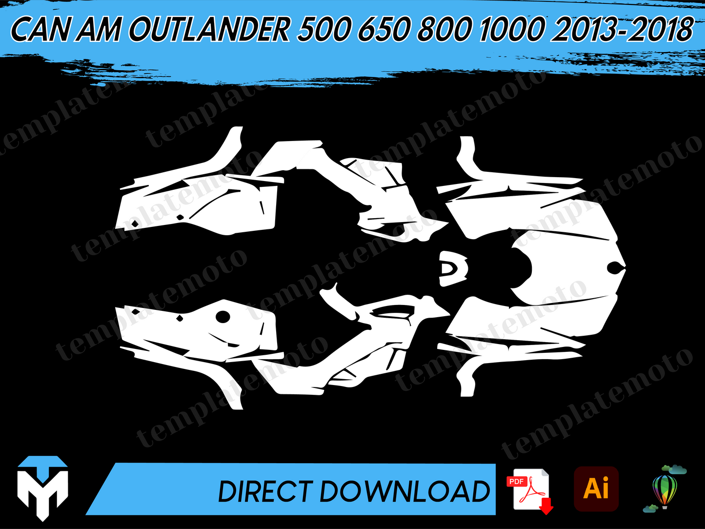 CAN AM OUTLANDER 500 650 800 1000 2013-2018 ATV Graphics Template Vector