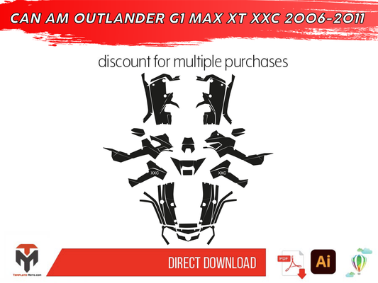 CAN AM OUTLANDER G1 MAX XT XXC 2006-2011 ATV Graphics Template Vector