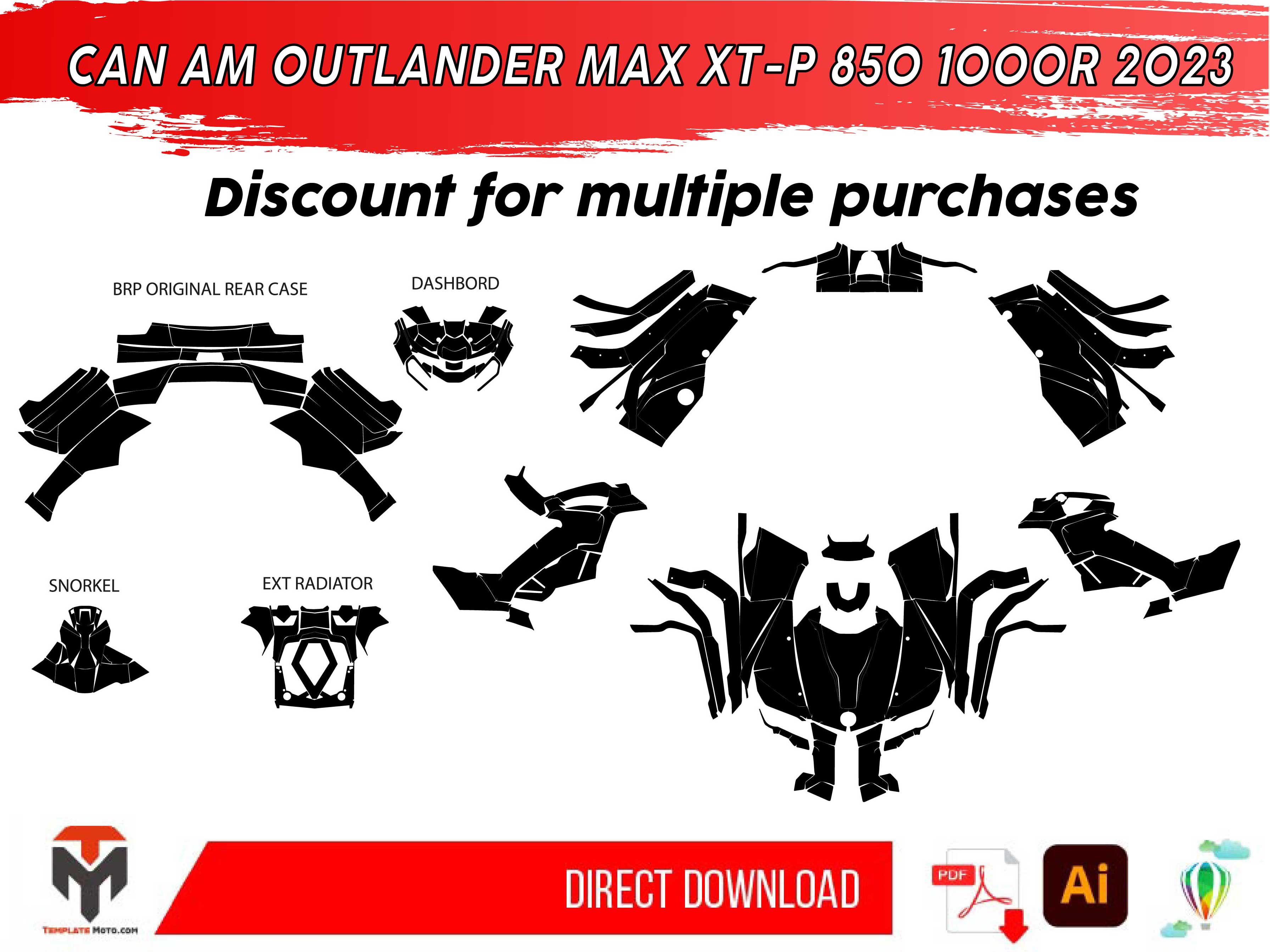 CAN AM OUTLANDER MAX XT-P 850 1000R 2023 ATV Graphics Template Vector