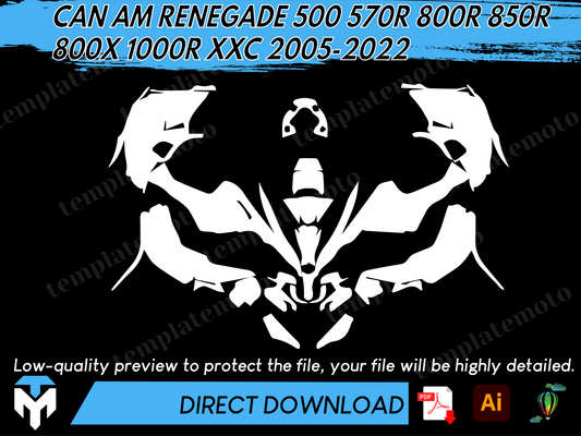 CAN AM RENEGADE 500 570R 800R 850R 800X 1000R XXC 2005-2022 ATV Graphics Template Vector