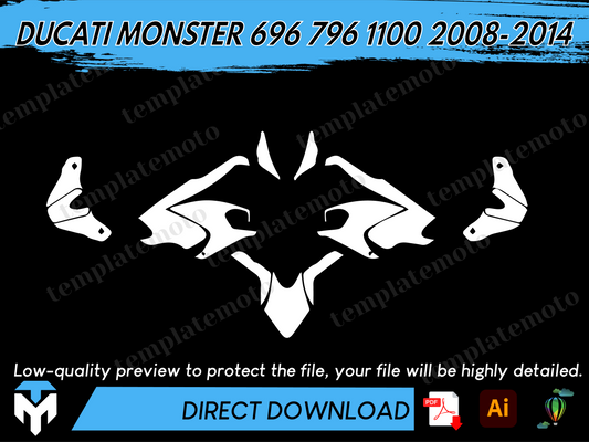 DUCATI MONSTER 696 796 1100 2008-2014 Graphics Template Vector