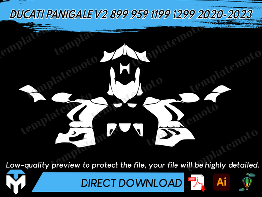 DUCATI PANIGALE V2 899 959 1199 1299 2020-2023 Sportbike Template Vector