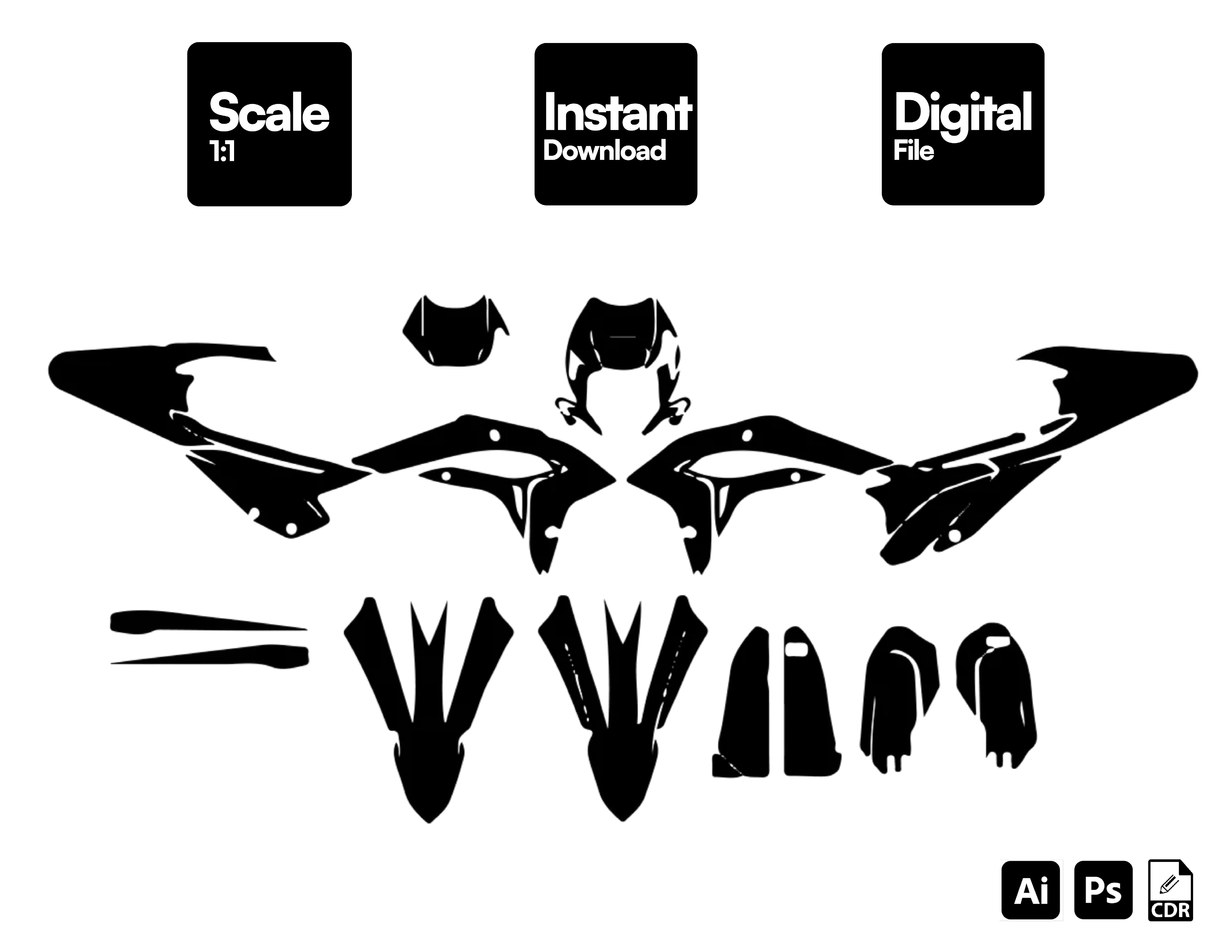 BETA XTRAINER 250 300 2023-2024 ENDURO MX SUPERMOTO Graphics Template Vector