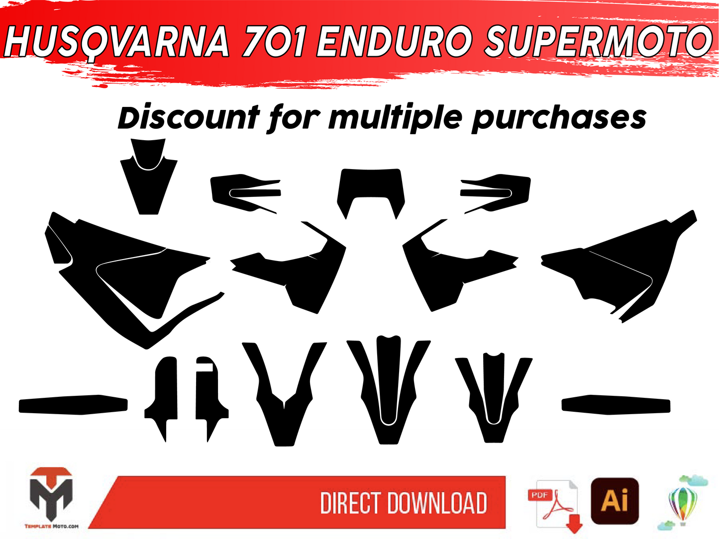 HUSQVARNA 701 ENDURO SUPERMOTO 2017-2023 Graphics Template Vector