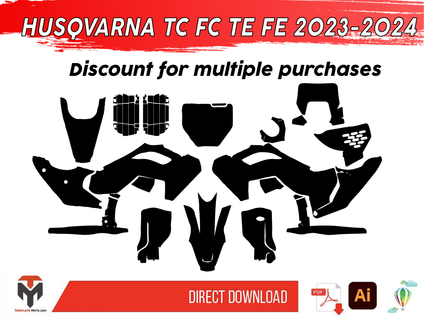 HUSQVARNA TC FC TE FE 125 250 450 2023-2024 Template Vector Graphics