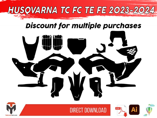 HUSQVARNA TC FC TE FE 125 250 450 2023-2024 Template Vector Graphics