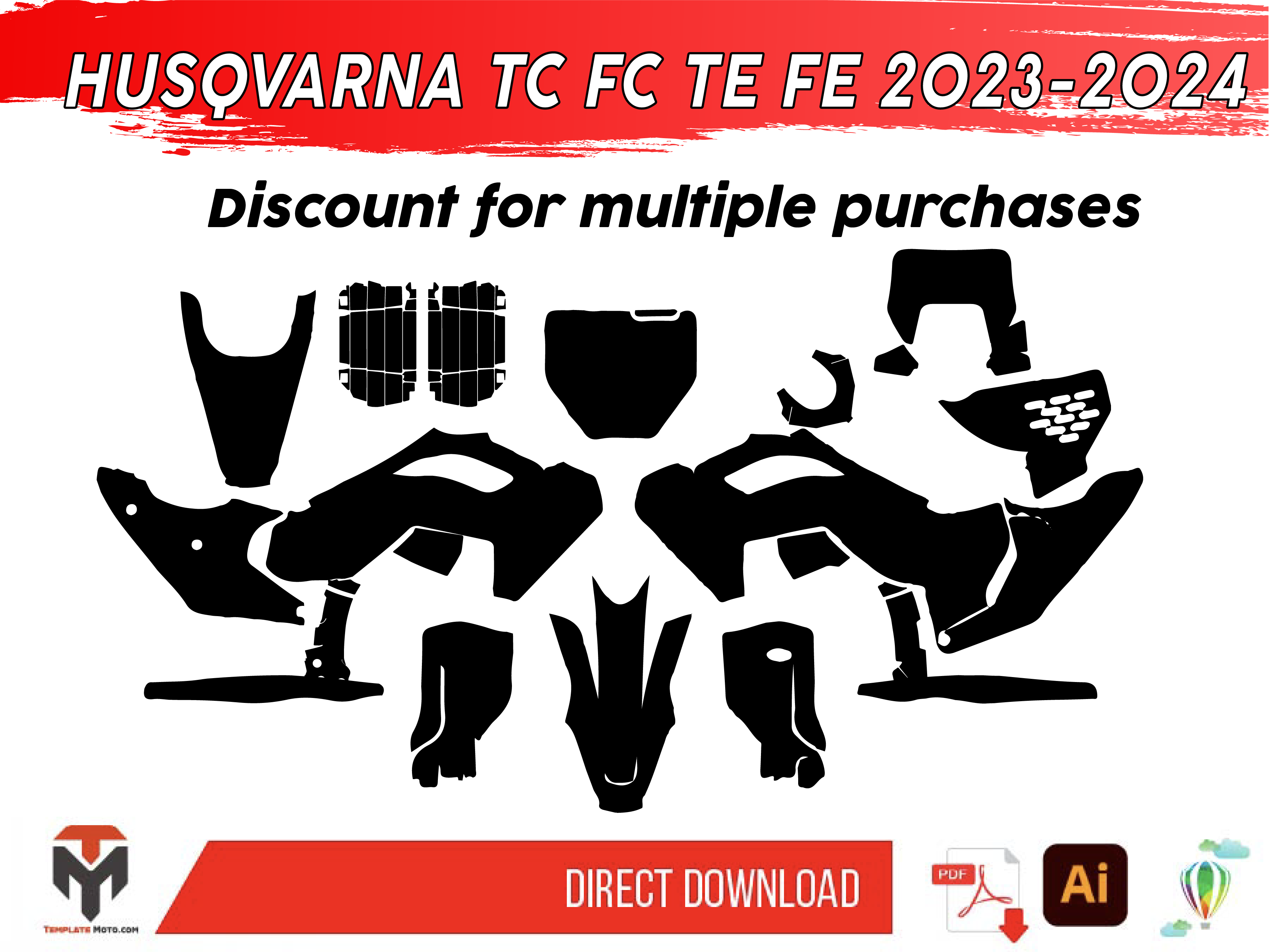 HUSQVARNA TC FC TE FE 125 250 450 2023-2024 Template Vector Graphics