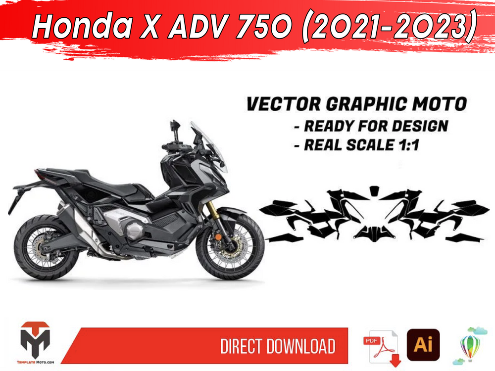 HONDA X ADV 750 2021-2024 XADV Maxi Scooter Graphics Template Vector