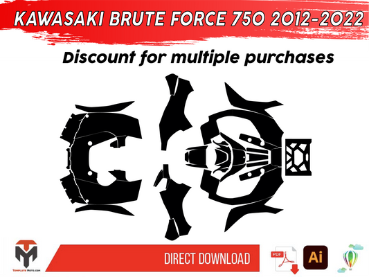 KAWASAKI BRUTE FORCE 750 2012-2022 ATV Graphics Template Vector