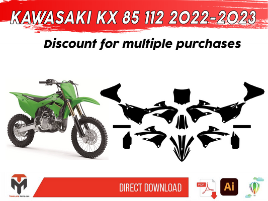 KAWASAKI KX 85 112 2022-2023 template vector graphics