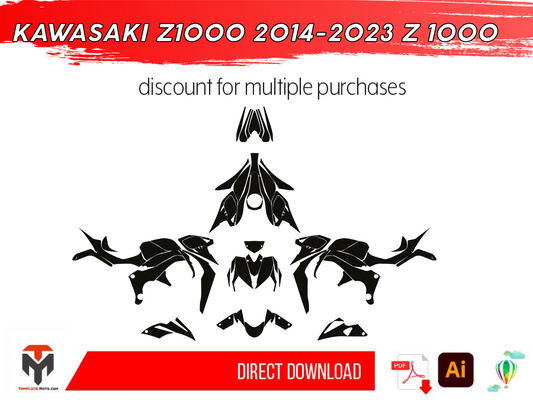 KAWASAKI Z1000 2014-2023 Z 1000 template vector graphics