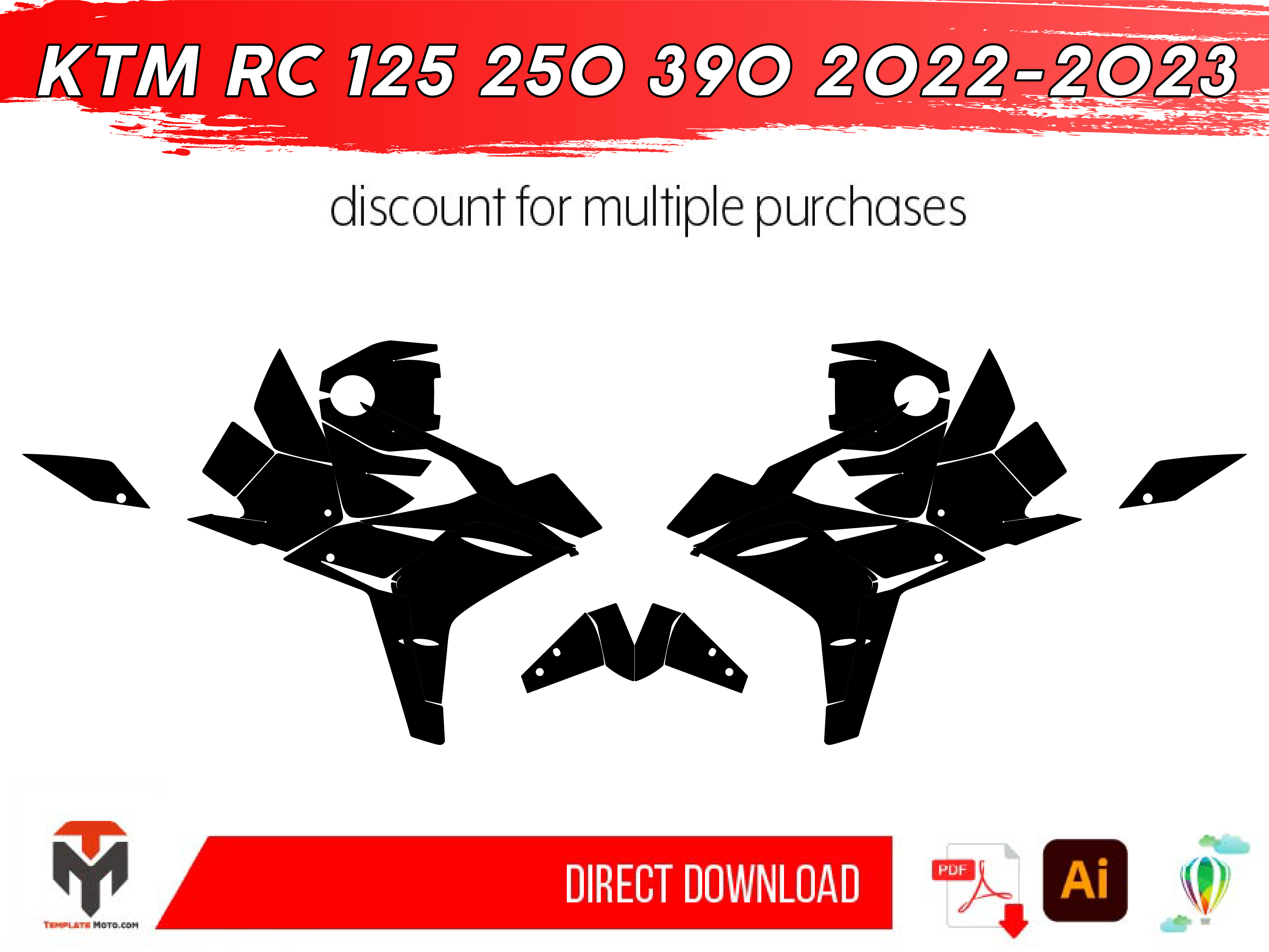 KTM RC 125 250 390 2022-2023 Streetbike Graphics Template Vector