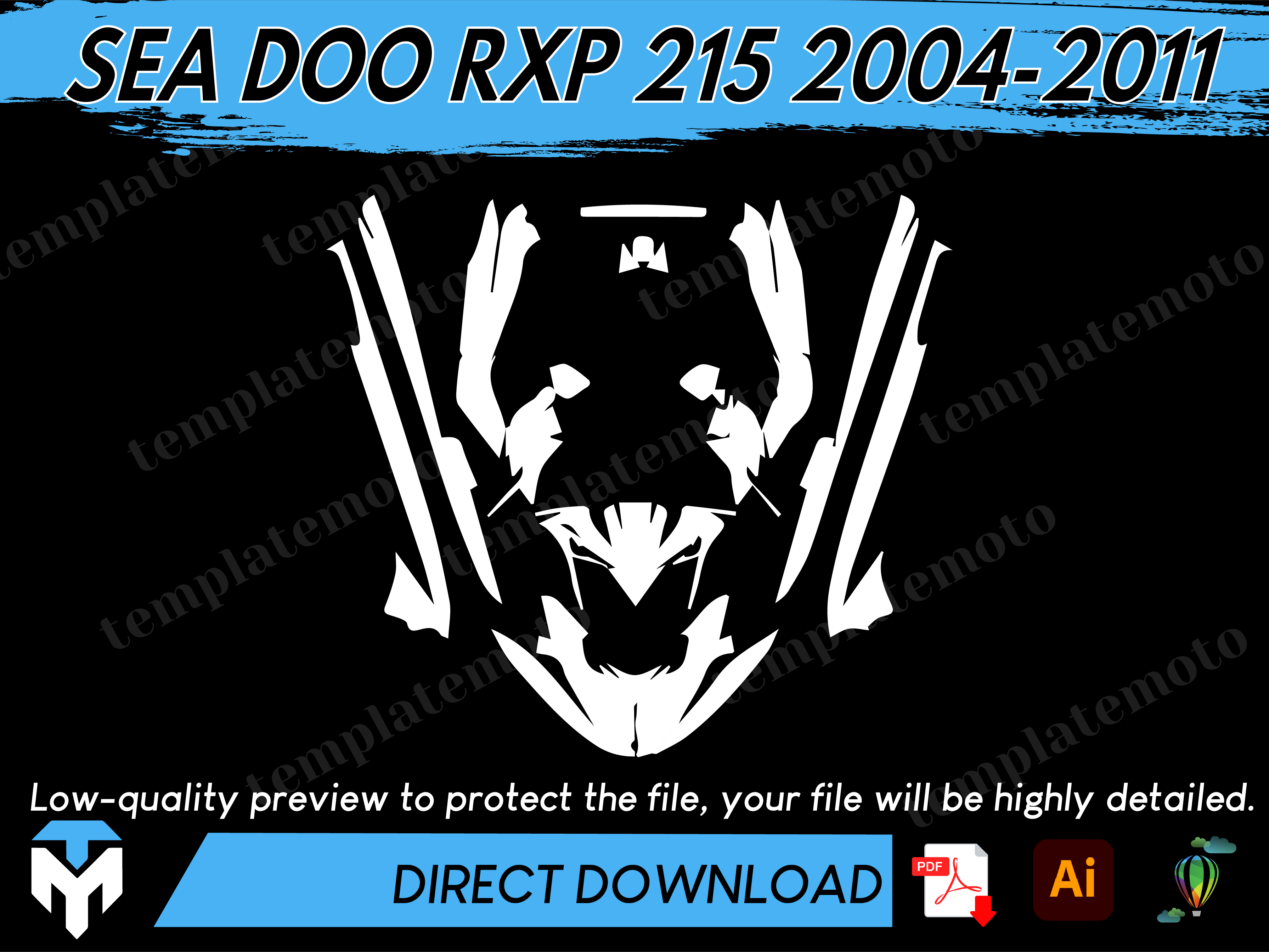 SEA DOO RXP 215 2004-2011 Jetski Graphics Template Vector