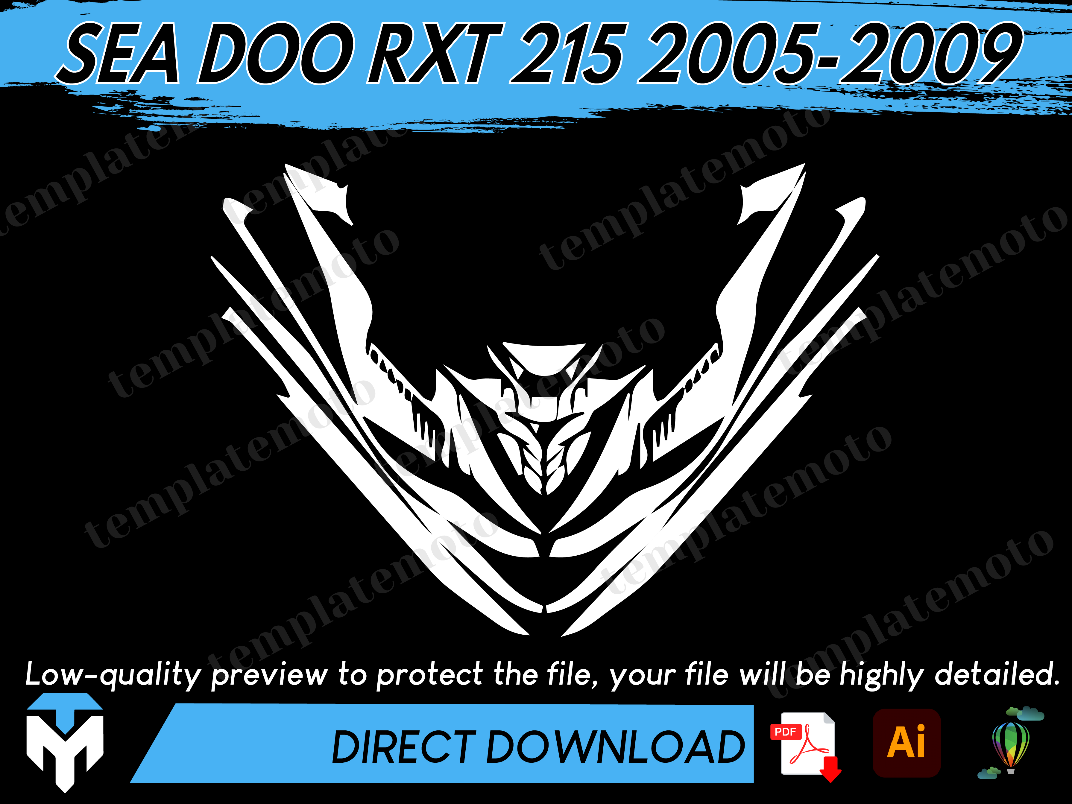 SEA DOO RXT 215 2005-2009 Jetski Graphics Template Vector