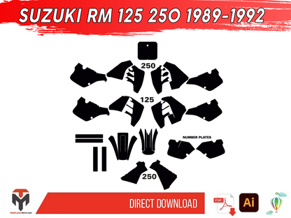 SUZUKI RM 125 250 1989-1992 Graphics Template Vector