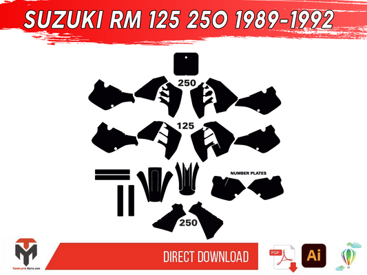 SUZUKI RM 125 250 1989-1992 Graphics Template Vector