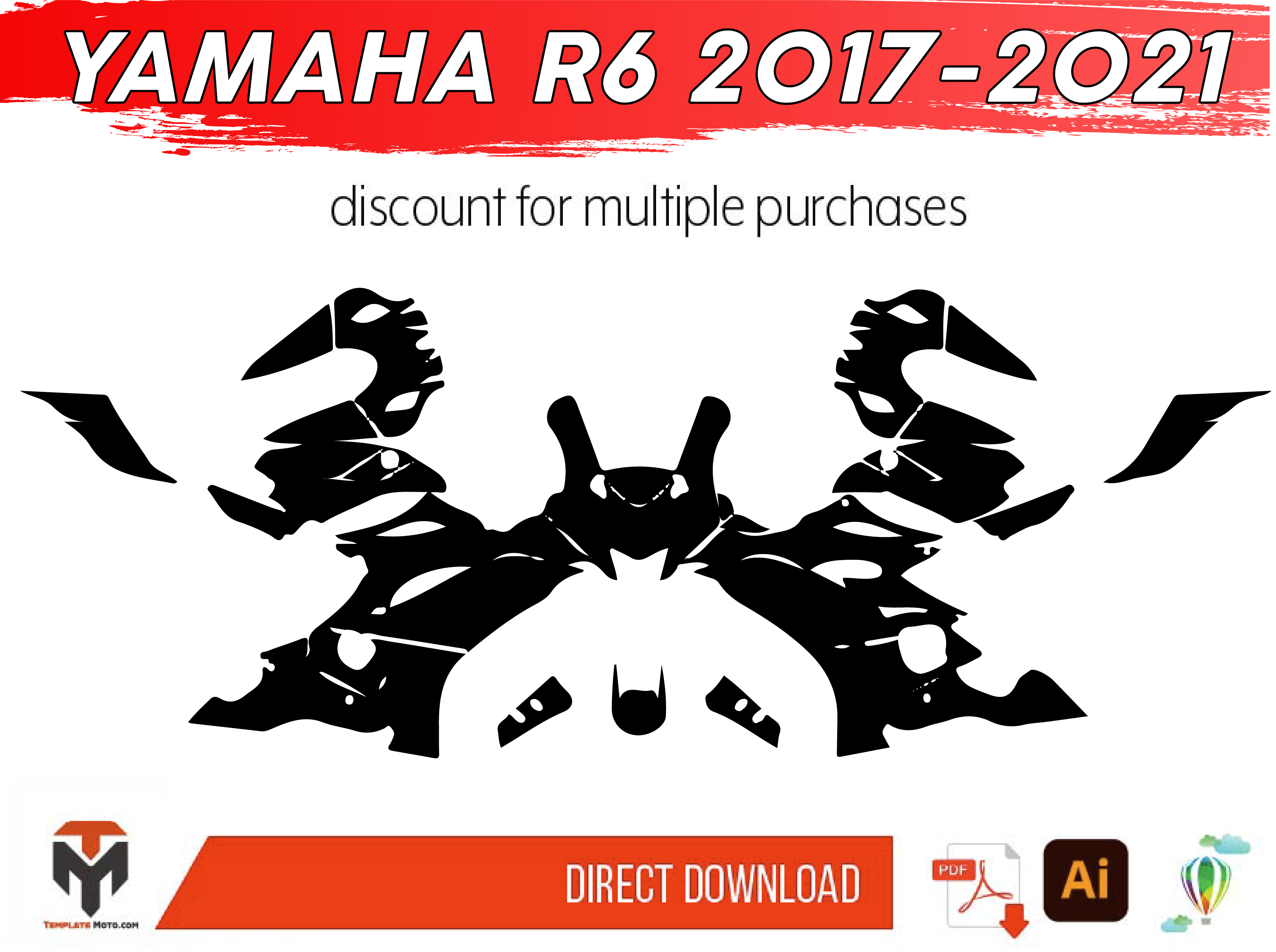 YAMAHA R6 2017-2021 Street Bike Graphics Template Vector – TemplateMoto