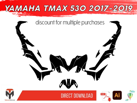 YAMAHA TMAX 530 2017-2019 Maxi Scooter Graphics Template Vector