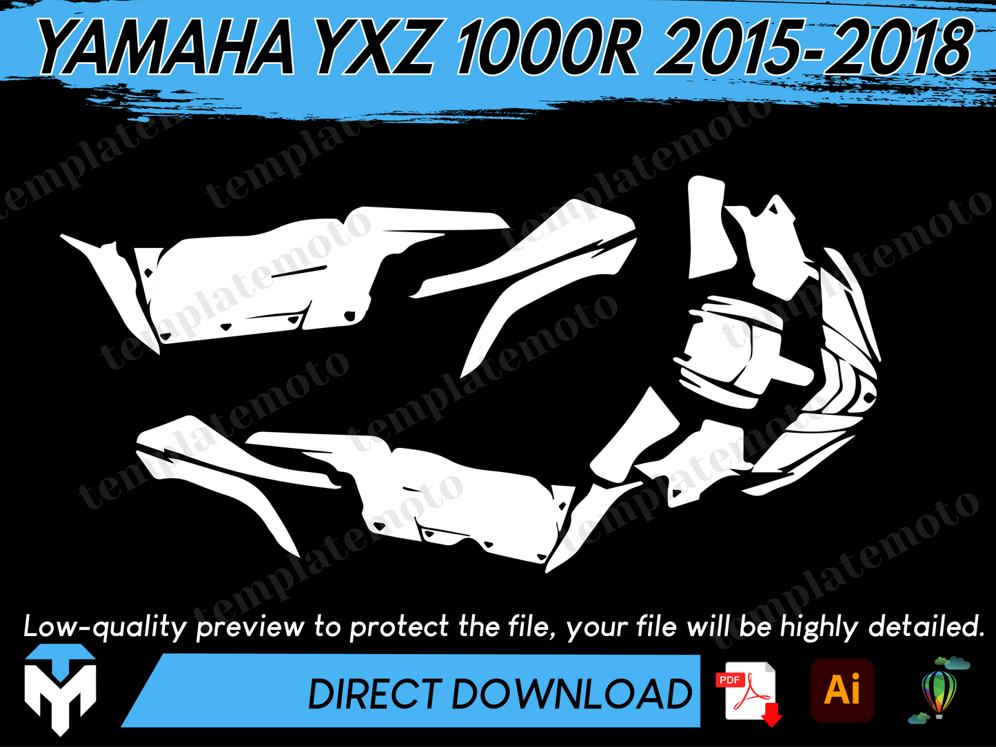 YAMAHA YXZ 1000R 2015-2018 UTV Graphics Template Vector