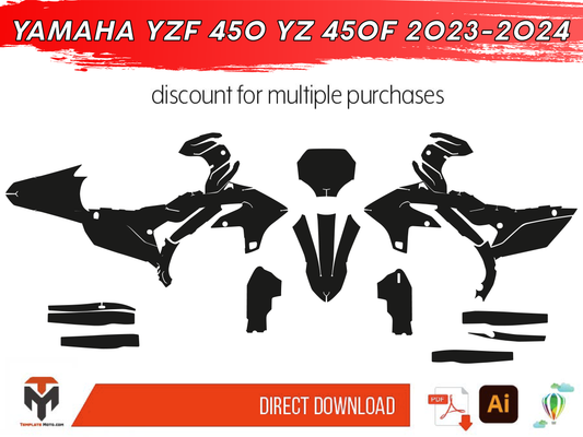 YAMAHA YZF 450 YZ 450F 2023-2024 graphic template vector
