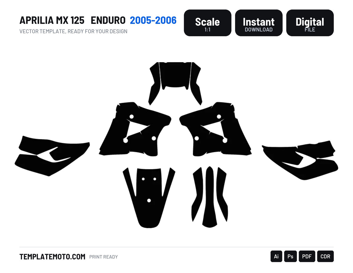 APRILIA MX 125 2005-2006 Graphics Template Vector Enduro