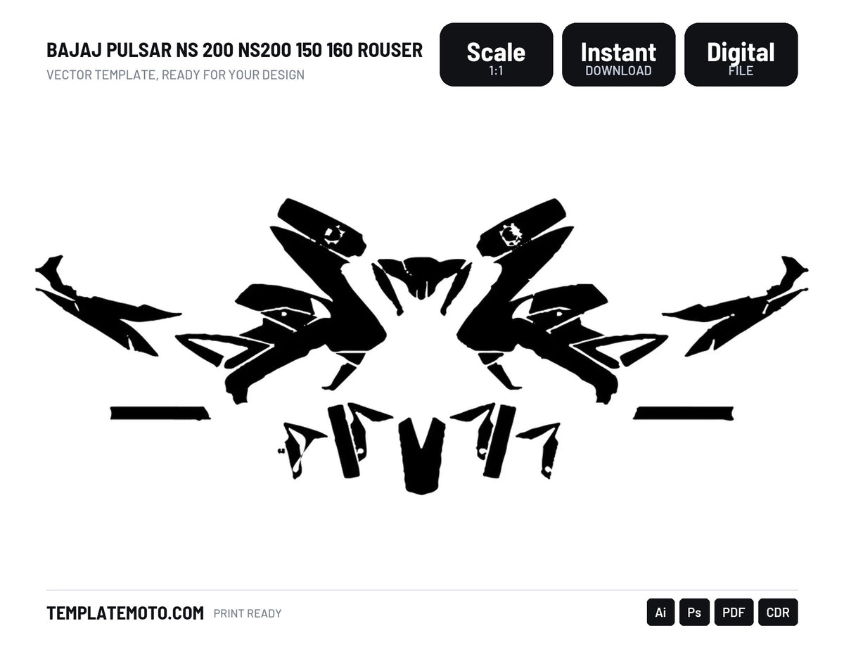 BAJAJ PULSAR NS 200 NS200 150 160 ROUSER Template Vector Graphics