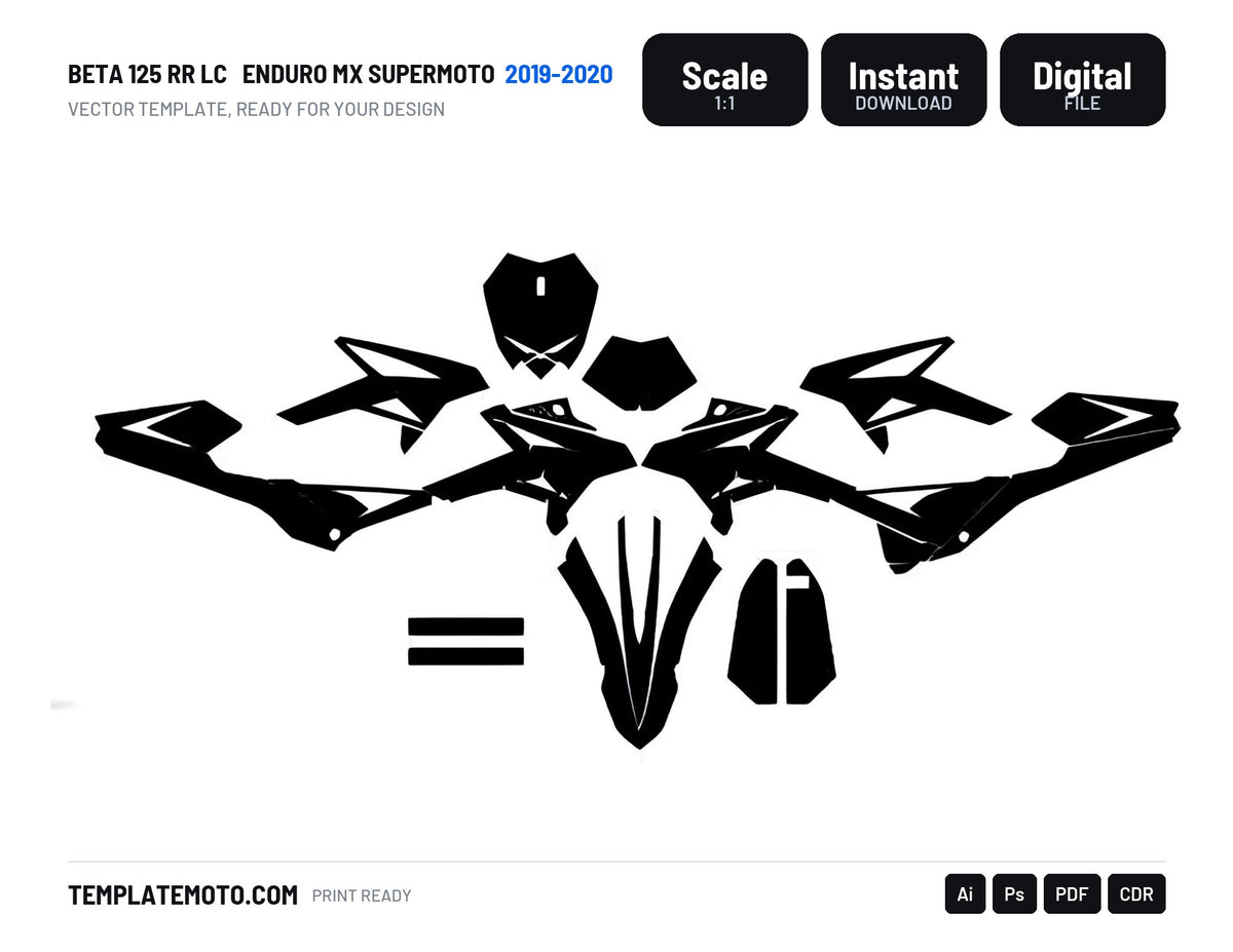 Beta 125 RR LC 2019-2020 ENDURO MX SUPERMOTO Graphics Template Vector
