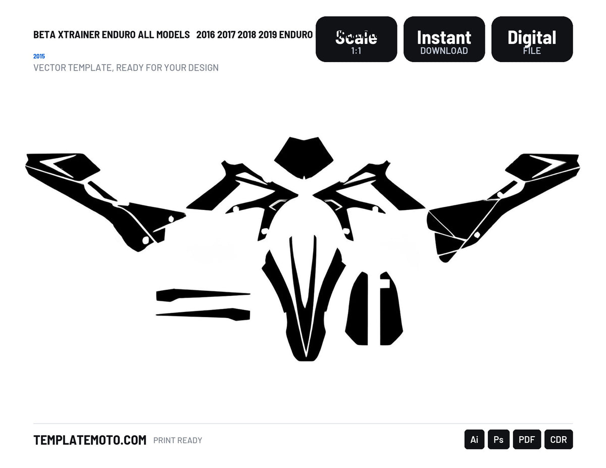 Beta Xtrainer Enduro All Models 2015 2016 2017 2018 2019 ENDURO MX SUPERMOTO Graphics Template Vector