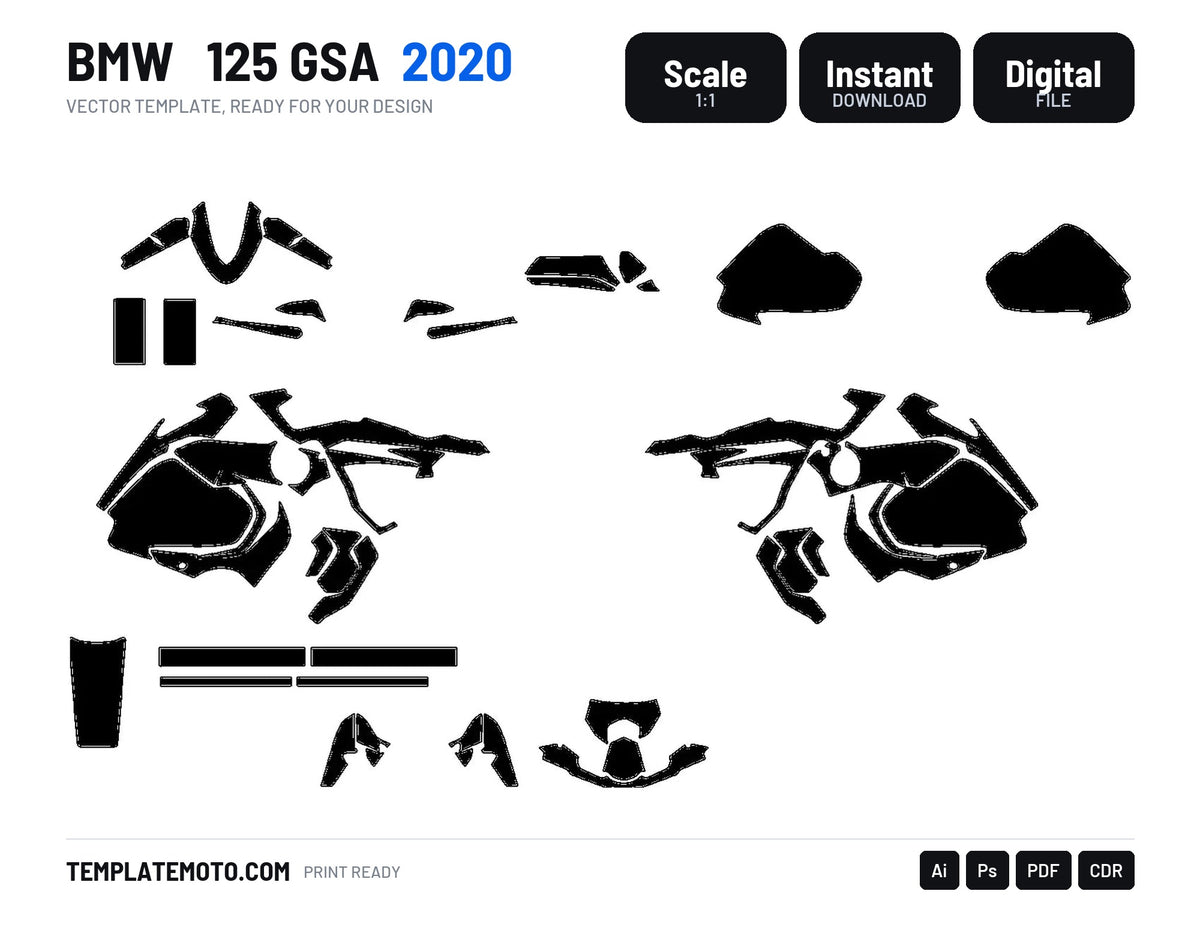 BMW 2020 125 GSA Graphics Template Vector