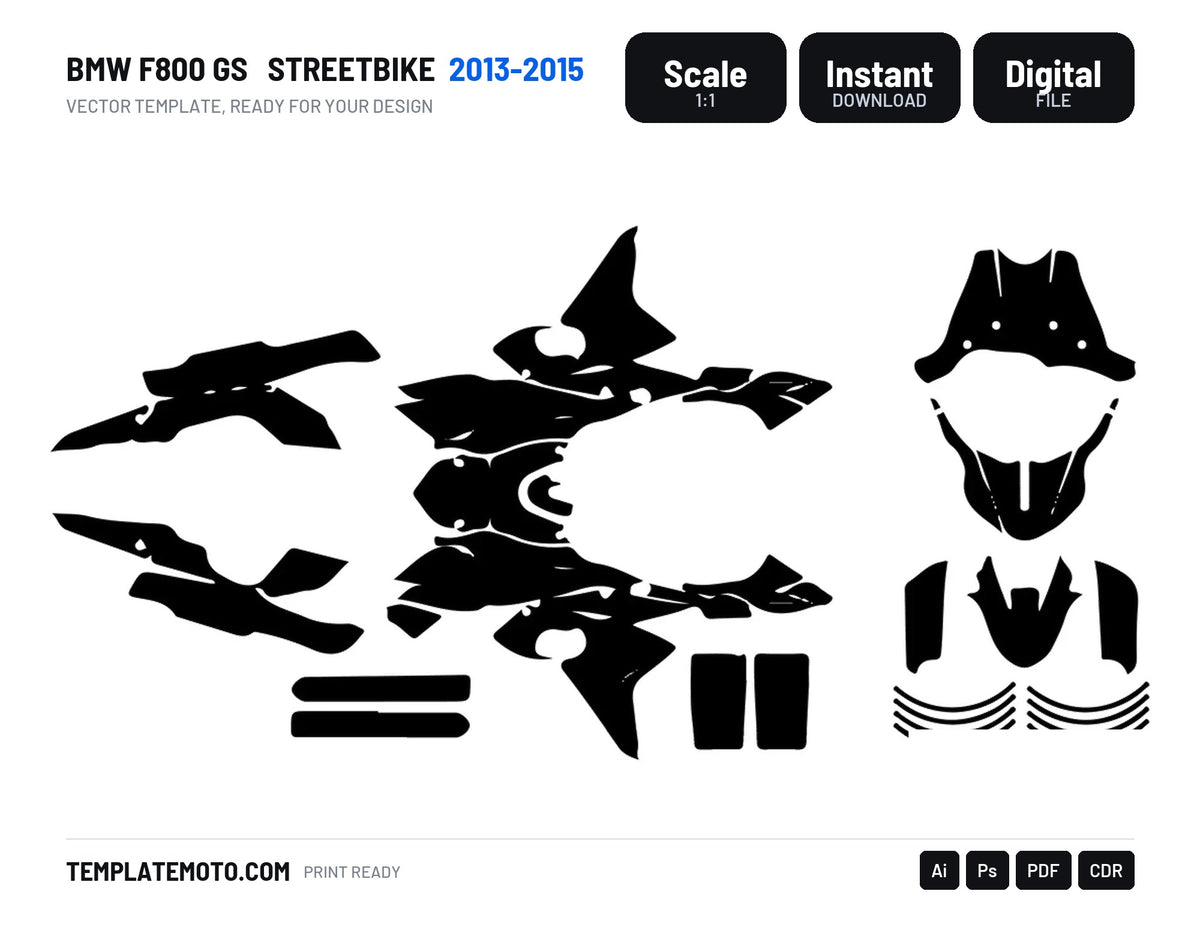 BMW F800 GS 2013-2015 Streetbike Graphics Template Vector