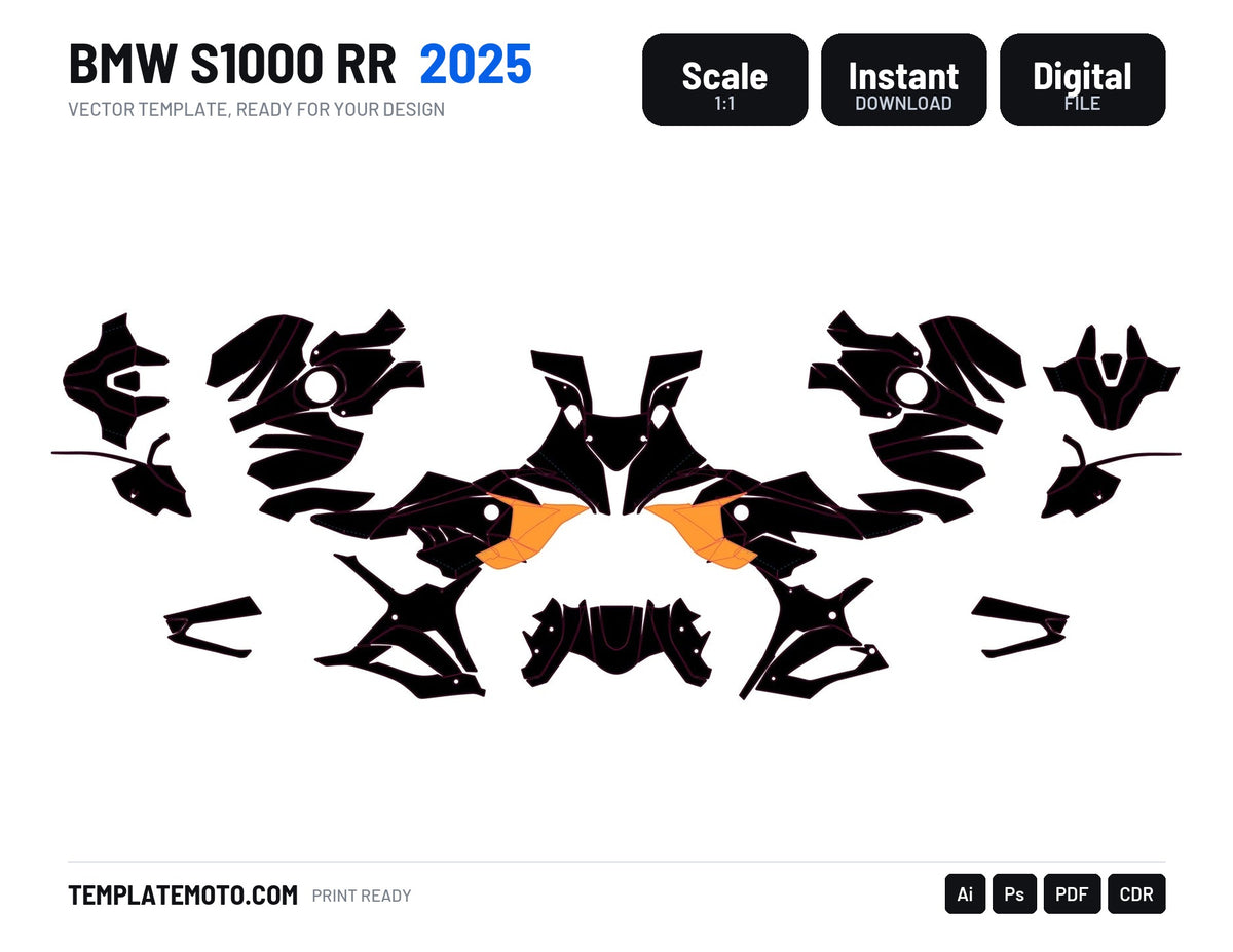 BMW S1000 RR 2025 Template Graphics Vector