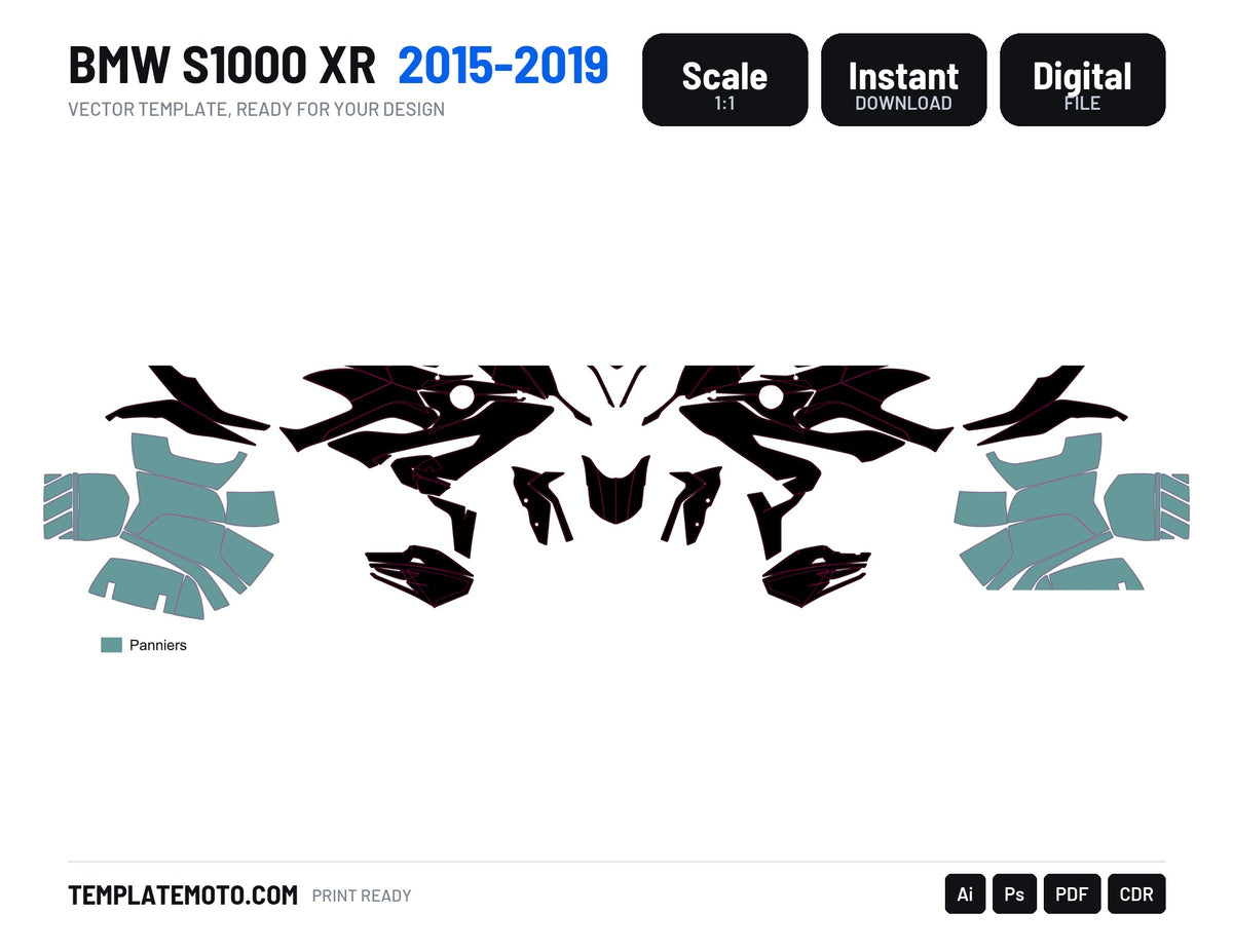 BMW S1000 XR 2015-2019 Template Graphics Vector