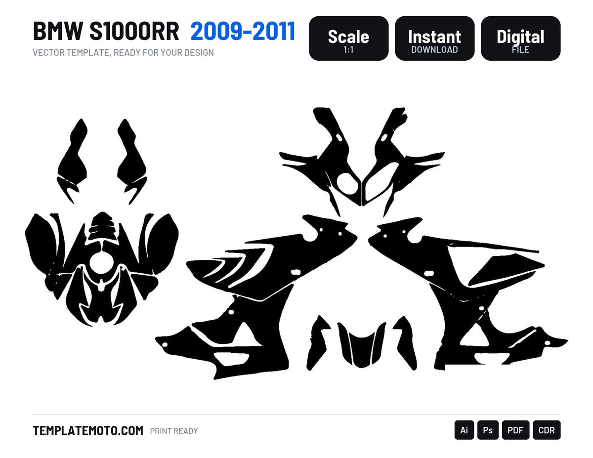 BMW S1000RR 2009-2011 template vector