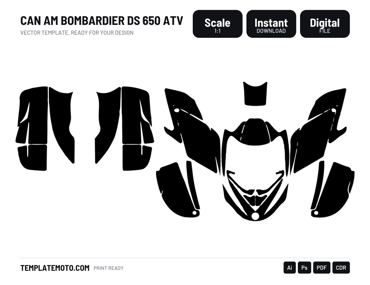 CAN AM BOMBARDIER DS 650 ATV Graphics Template Vector