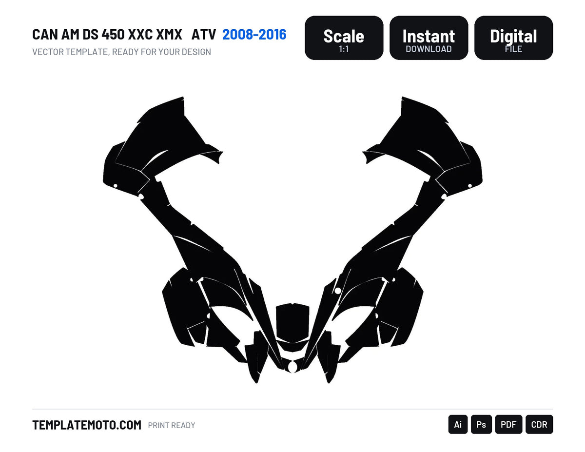 CAN AM DS 450 XXC XMX 2008-2016 ATV Graphics Template Vector