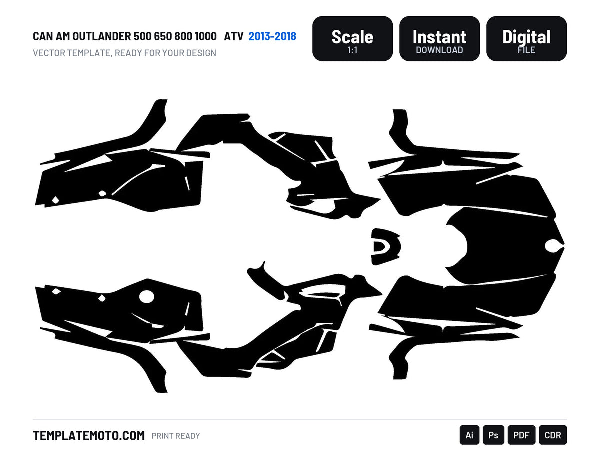 CAN AM OUTLANDER 500 650 800 1000 2013-2018 ATV Graphics Template Vector
