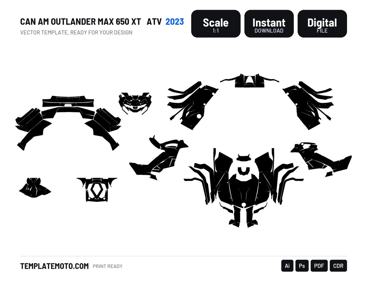 CAN AM OUTLANDER MAX 650 XT 2023 ATV Graphics Template Vector