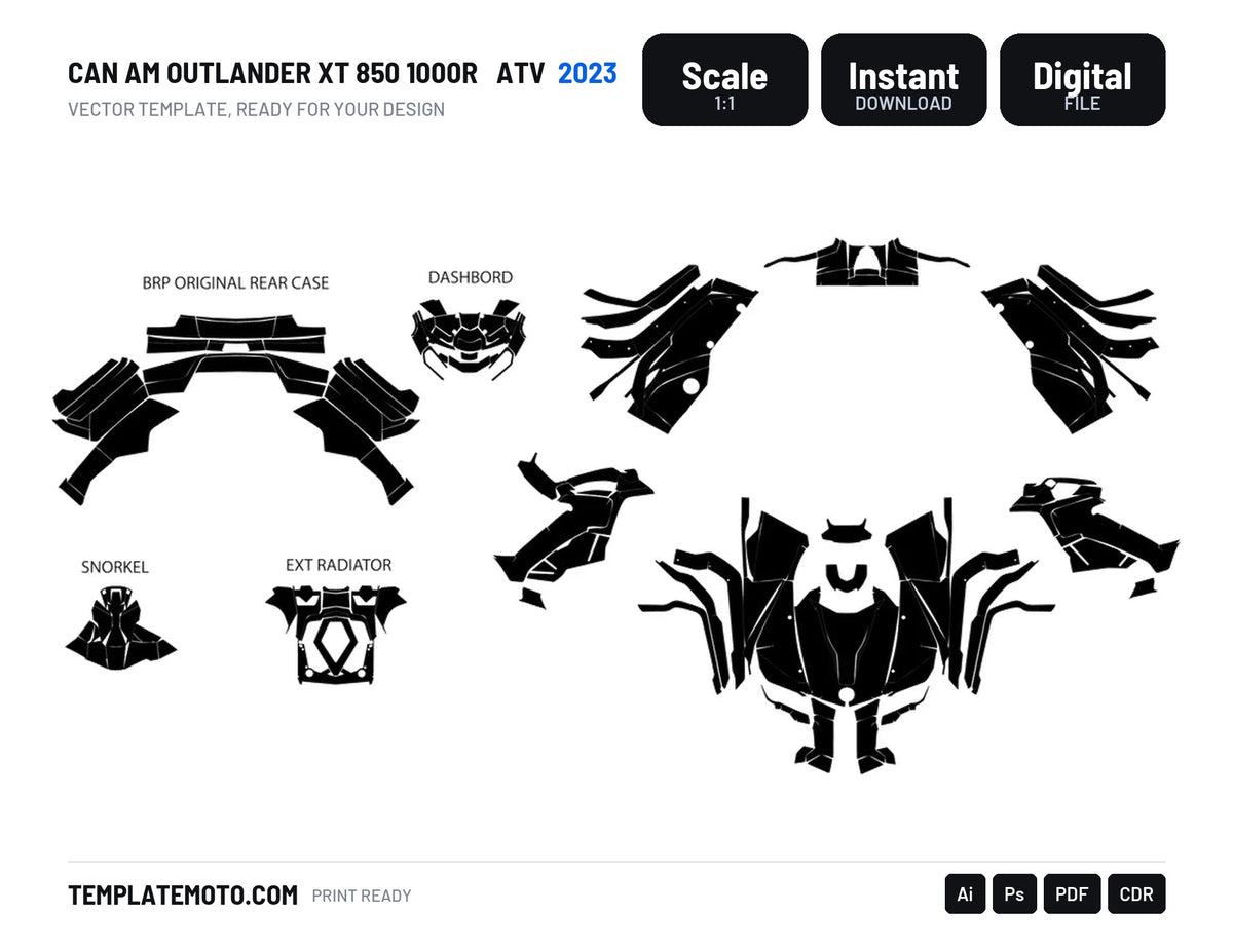 CAN AM OUTLANDER XT 850 1000R 2023 ATV Graphics Template Vector