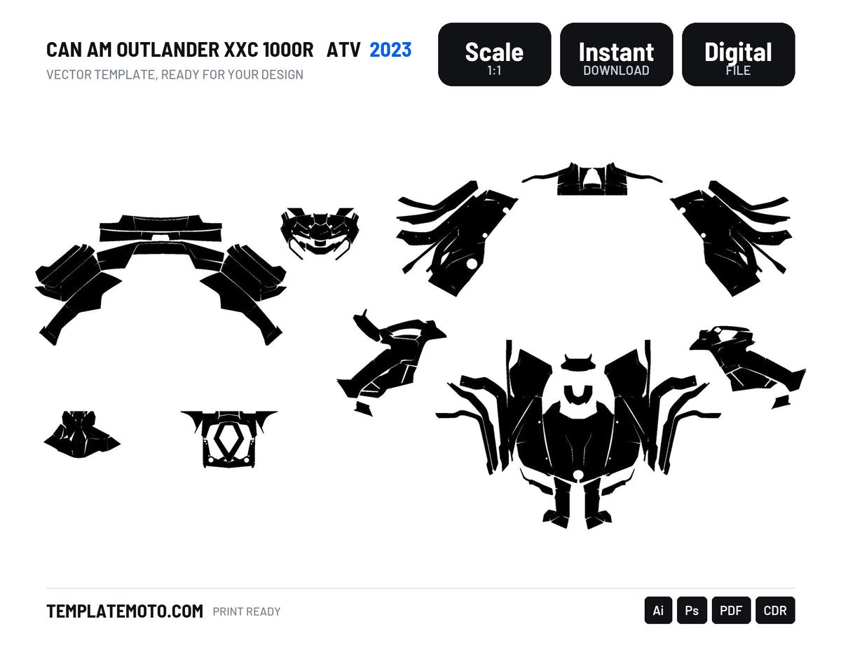 CAN AM OUTLANDER XXC 1000R 2023 ATV Graphics Template Vector
