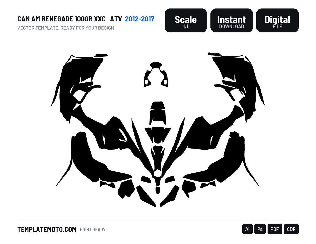 CAN AM RENEGADE 1000R XXC 2012-2017 ATV Graphics Template Vector